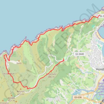 Itinéraire Jaizkibel - Du cap du figuier à Guadalupeko, distance, dénivelé, altitude, carte, profil, trace GPS