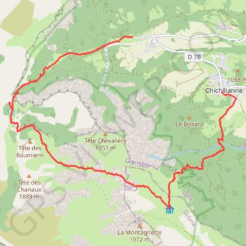 Itinéraire Chichilianne (38), distance, dénivelé, altitude, carte, profil, trace GPS