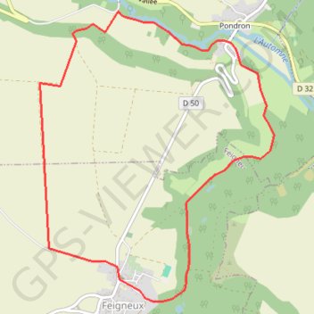 Itinéraire Les marais de Feigneux et de Pondron, distance, dénivelé, altitude, carte, profil, trace GPS