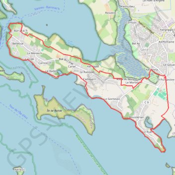 Itinéraire De la pointe du Bil à Port Anna, distance, dénivelé, altitude, carte, profil, trace GPS