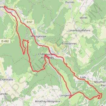 Itinéraire Ornans et la Vallée de la Loue - Le Moine de la Vallée, distance, dénivelé, altitude, carte, profil, trace GPS