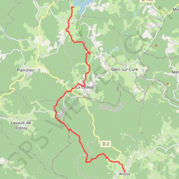 Itinéraire Circuit dans le Morvan Etape 5, distance, dénivelé, altitude, carte, profil, trace GPS