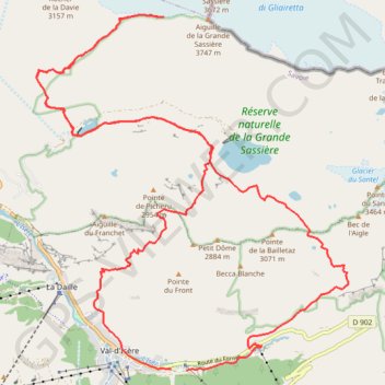 Itinéraire Optional("grande sassière"), distance, dénivelé, altitude, carte, profil, trace GPS