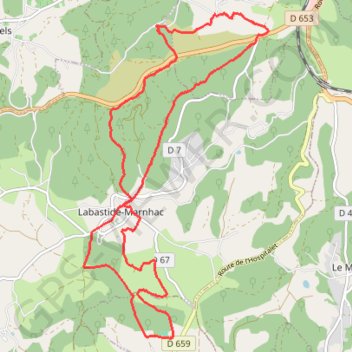 Itinéraire De la Rozière à Labastide-Marnhac, distance, dénivelé, altitude, carte, profil, trace GPS