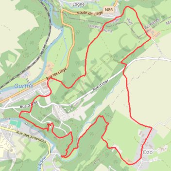 Itinéraire Ozo - Province du Luxembourg - Belgique, distance, dénivelé, altitude, carte, profil, trace GPS