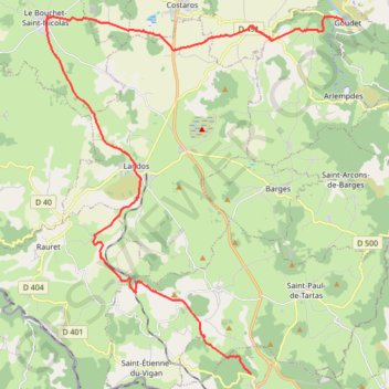 Itinéraire Goudet Pradel, distance, dénivelé, altitude, carte, profil, trace GPS