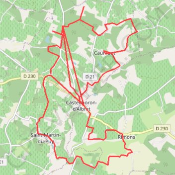 Itinéraire Castelmoron d'Albret, distance, dénivelé, altitude, carte, profil, trace GPS