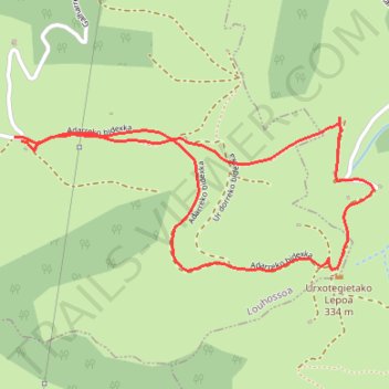 Itinéraire Urtsotegiko Lepoa en circuit depuis Petrikundegiborda, distance, dénivelé, altitude, carte, profil, trace GPS