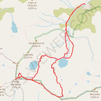 Itinéraire Punta alle Porte, distance, dénivelé, altitude, carte, profil, trace GPS