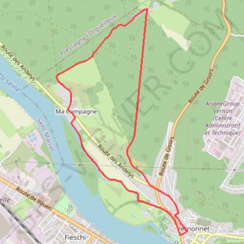 Itinéraire Ma campagne à Vernon, distance, dénivelé, altitude, carte, profil, trace GPS