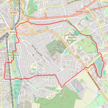 Itinéraire Metz, Sablon - Queuleu, distance, dénivelé, altitude, carte, profil, trace GPS