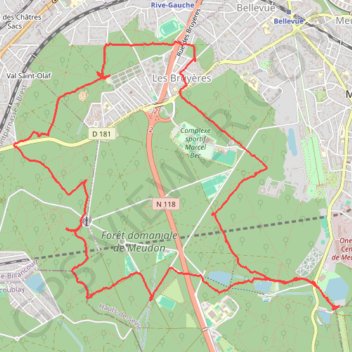 Itinéraire Meudon, boucle, distance, dénivelé, altitude, carte, profil, trace GPS