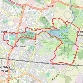 Itinéraire Le tour des lacs - Villeneuve-d'Ascq, distance, dénivelé, altitude, carte, profil, trace GPS