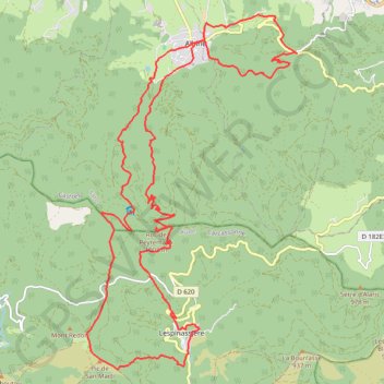 Itinéraire Le Rocher de Peyremaux - Lespinassière, distance, dénivelé, altitude, carte, profil, trace GPS