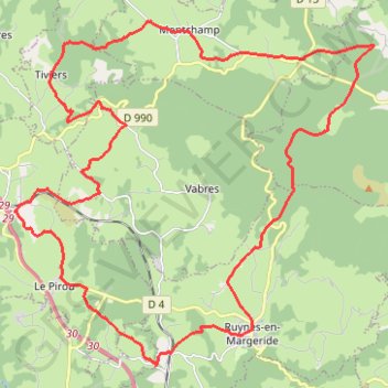 Itinéraire Dans les bois de Margeride, distance, dénivelé, altitude, carte, profil, trace GPS