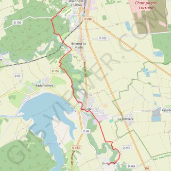 Itinéraire De Brienne-le-Château à Unienville (Chemin de Compostelle), distance, dénivelé, altitude, carte, profil, trace GPS