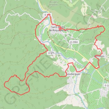 Itinéraire 6_ROUGE_Panoramas_depuis_les_bois_de_Goudargues, distance, dénivelé, altitude, carte, profil, trace GPS
