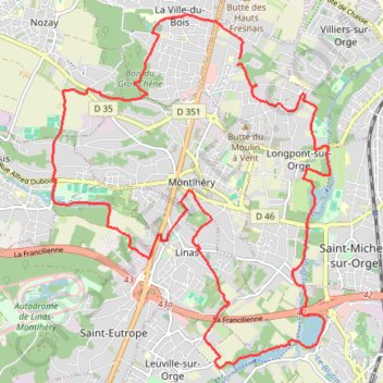 Itinéraire Longpont sur Orge, distance, dénivelé, altitude, carte, profil, trace GPS