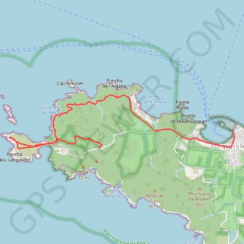 Itinéraire Tour du Langoustier, distance, dénivelé, altitude, carte, profil, trace GPS