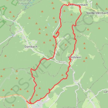 Itinéraire Niederbronn - Winergerthal - Obersteinbach - Windstein, distance, dénivelé, altitude, carte, profil, trace GPS
