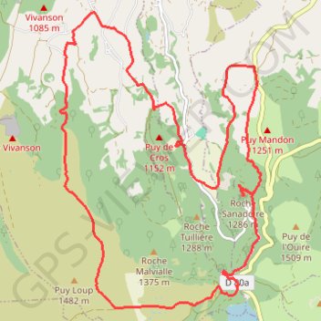 Itinéraire De Douharesse au Puy Loup, distance, dénivelé, altitude, carte, profil, trace GPS