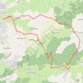Itinéraire Saint-Héand Apollo, distance, dénivelé, altitude, carte, profil, trace GPS