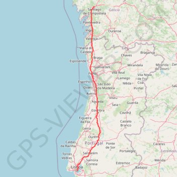 Itinéraire Camino Portugues Central, distance, dénivelé, altitude, carte, profil, trace GPS
