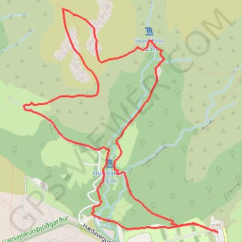 Itinéraire Hundafoss, distance, dénivelé, altitude, carte, profil, trace GPS