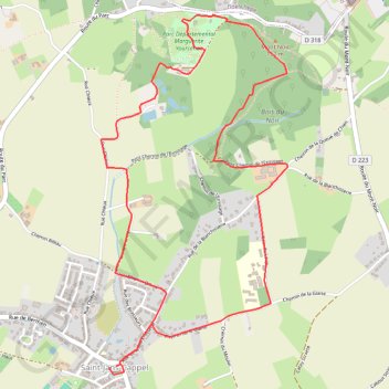 Itinéraire Sentier des Jacinthes, Parc Marguerite Yourcenar, Saint-Jans-Cappel, distance, dénivelé, altitude, carte, profil, trace GPS