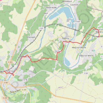 Itinéraire De la Ferté Sous Jouarre à Nanteuil sur Marne, distance, dénivelé, altitude, carte, profil, trace GPS