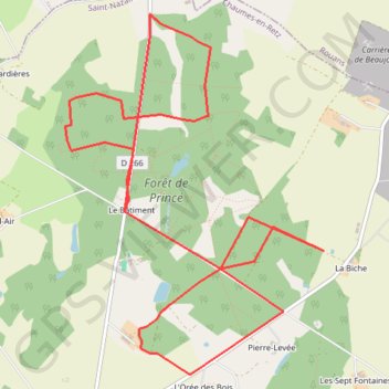 Itinéraire Forêt de Princé, distance, dénivelé, altitude, carte, profil, trace GPS