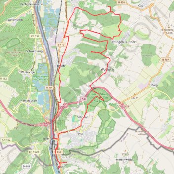 Itinéraire Apach - Nennig, distance, dénivelé, altitude, carte, profil, trace GPS