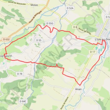 Itinéraire De l'Isle-en-Dodon à Puymaurin, distance, dénivelé, altitude, carte, profil, trace GPS