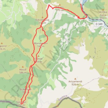 Itinéraire Mondarrain, distance, dénivelé, altitude, carte, profil, trace GPS