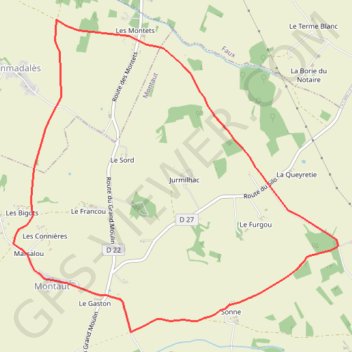 Itinéraire BL montaud marsalou, distance, dénivelé, altitude, carte, profil, trace GPS