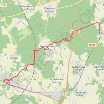 Itinéraire De Tournan en Brie a Mortcerf - rando vers la Marsange, distance, dénivelé, altitude, carte, profil, trace GPS