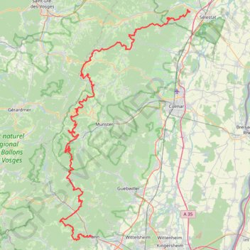 Itinéraire TMV® Traversée du Massif des Vosges à VTT - Châtenois - Thann, distance, dénivelé, altitude, carte, profil, trace GPS