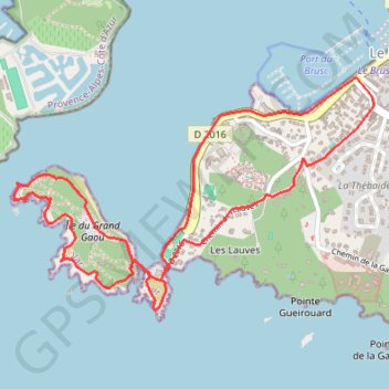 Itinéraire Le tour du Gaou au Brusc, distance, dénivelé, altitude, carte, profil, trace GPS