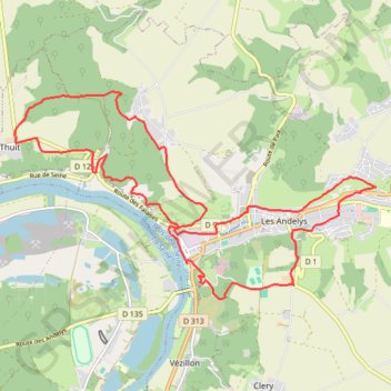 Itinéraire Randonnée Les Andelys, distance, dénivelé, altitude, carte, profil, trace GPS