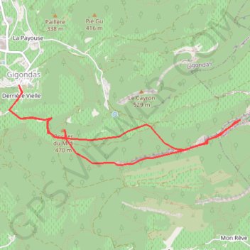 Itinéraire Rando au pied des dentelles, distance, dénivelé, altitude, carte, profil, trace GPS