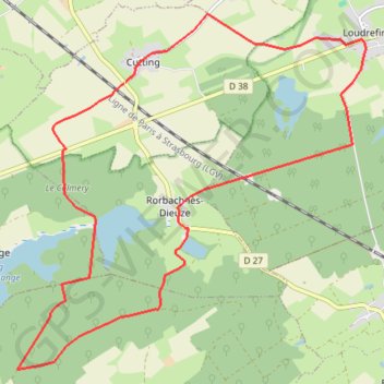 Itinéraire Boucle Cutting - Rorbach - Loudrefing, distance, dénivelé, altitude, carte, profil, trace GPS