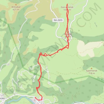 Itinéraire Aizpitza et Gorramendi depuis Erratzu, distance, dénivelé, altitude, carte, profil, trace GPS