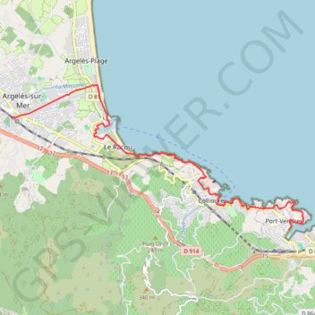 Itinéraire [Itinéraire] Argelès - Cerbère (Sentier Littoral), distance, dénivelé, altitude, carte, profil, trace GPS