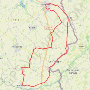 Itinéraire La route du lin - Hondschoote, distance, dénivelé, altitude, carte, profil, trace GPS