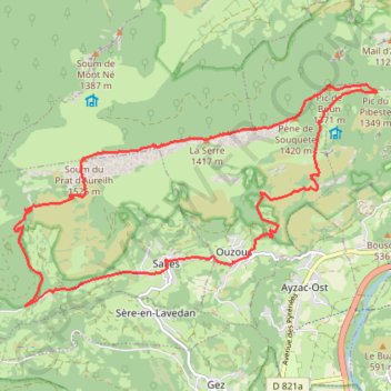 Itinéraire Les Crêtes du Pibeste, distance, dénivelé, altitude, carte, profil, trace GPS
