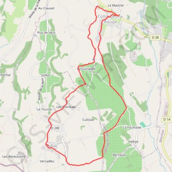 Itinéraire Autour de Collonges la rouge, distance, dénivelé, altitude, carte, profil, trace GPS