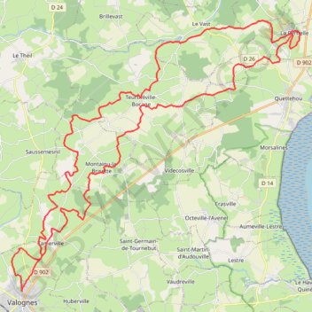 Itinéraire La JCM - randonnée en pays valognais, distance, dénivelé, altitude, carte, profil, trace GPS