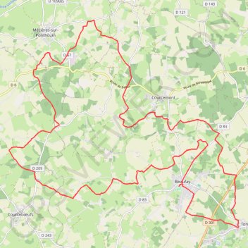 Itinéraire La Roger Legeay - Beaufay, distance, dénivelé, altitude, carte, profil, trace GPS