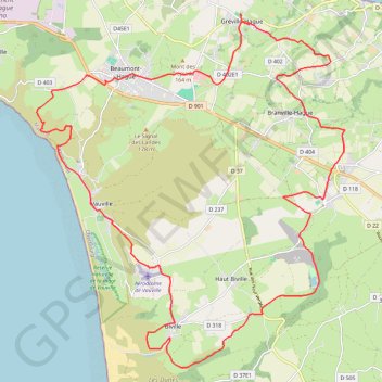 Itinéraire Into the wild - Gréville-Hague, distance, dénivelé, altitude, carte, profil, trace GPS