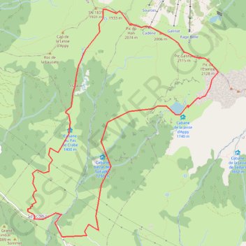Itinéraire Pic du Han et pic Galinat en circuit depuis Senconac, distance, dénivelé, altitude, carte, profil, trace GPS